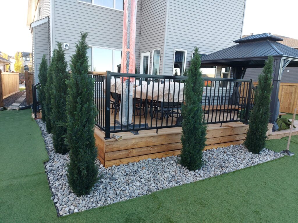 Tree planting with rock and turf
