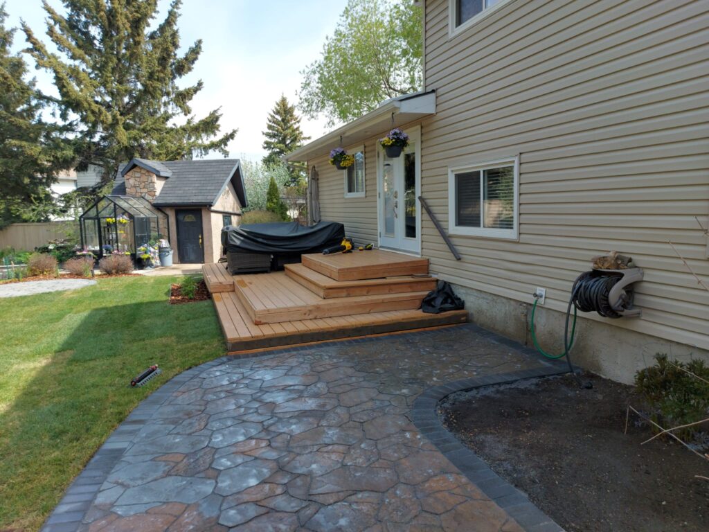 Completed backyard deck and landscape