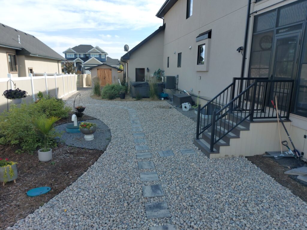 Stepping stones and decorative rock