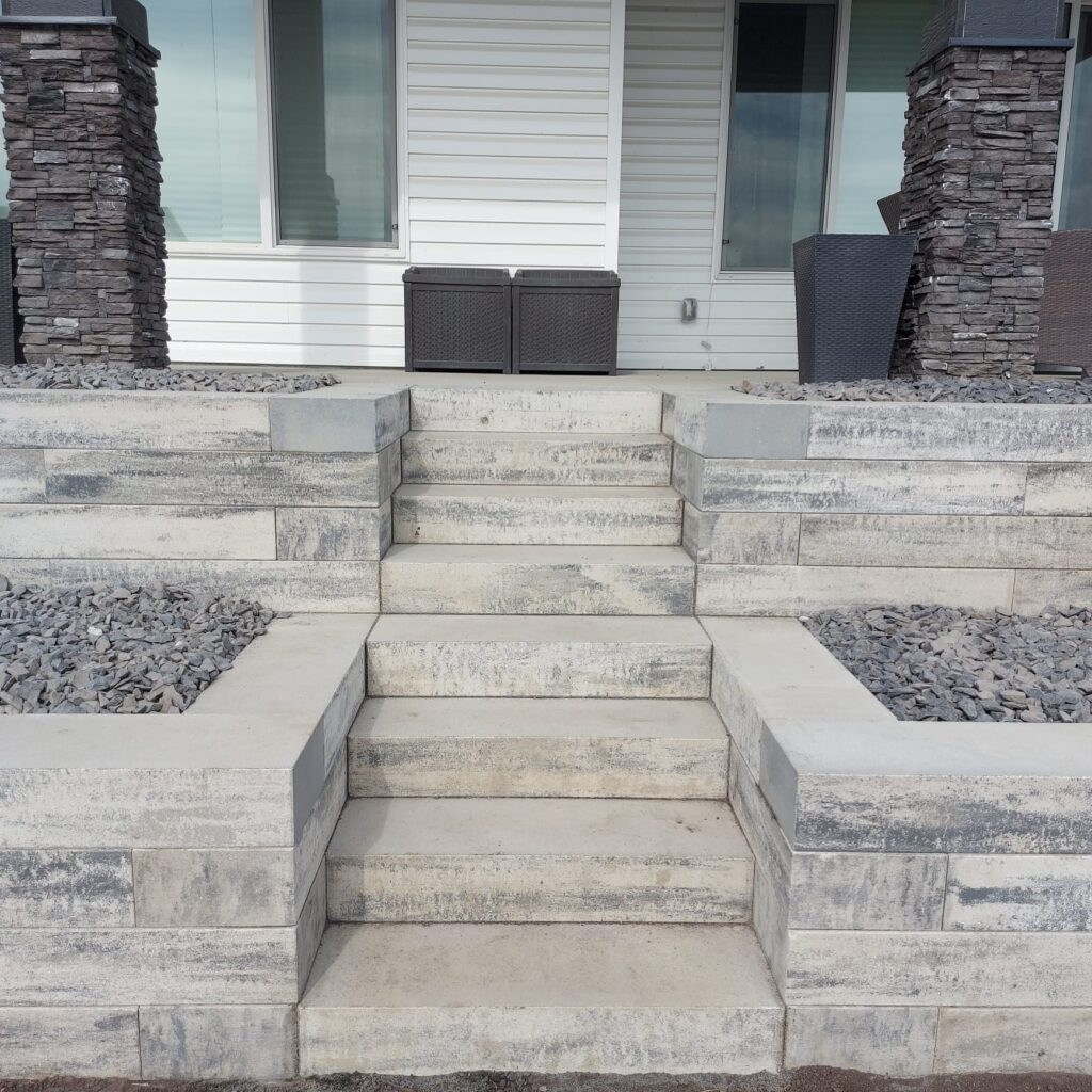New retaining wall and stairs