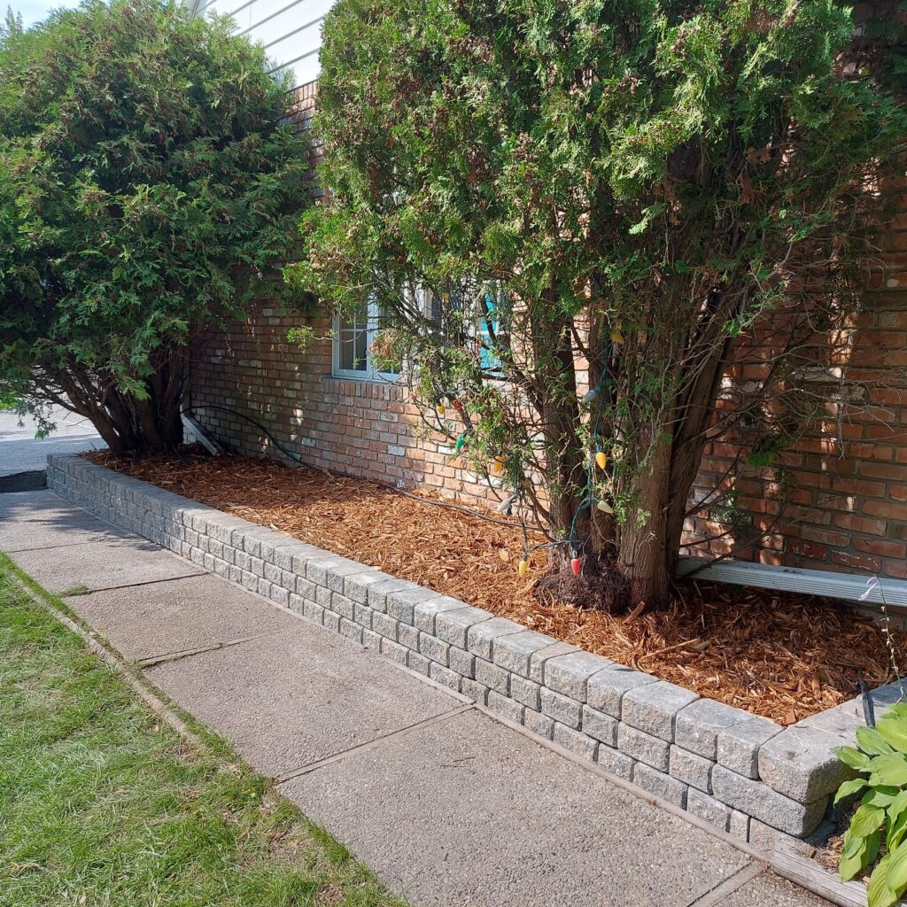 Decorative rock and planting